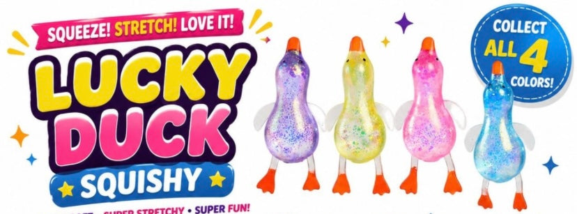 Lucky Duck Squishy - Glitter Stretchy Duck