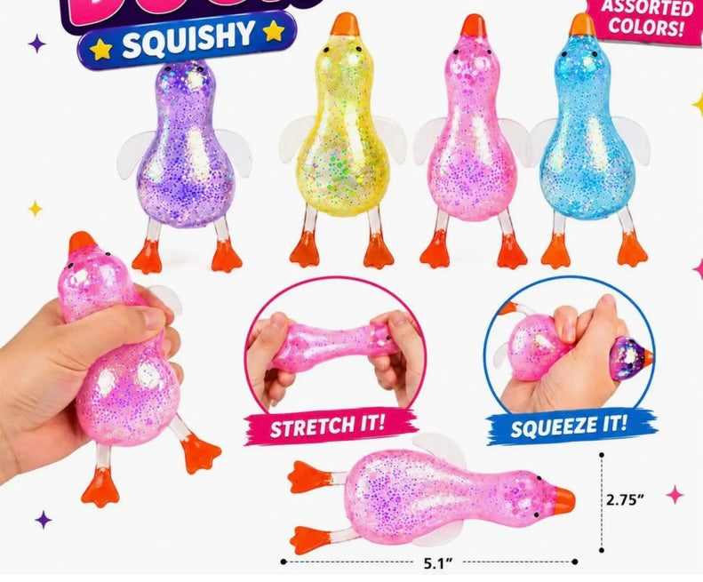 Lucky Duck Squishy - Glitter Stretchy Duck