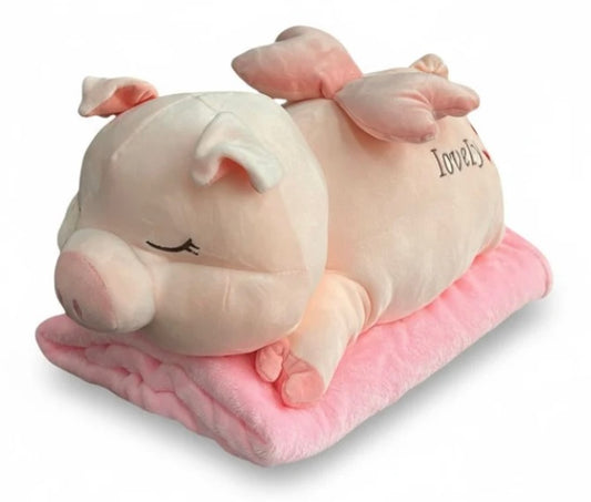 Soft Piggy Plush & Blanket