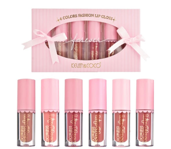 6 Color Bowknot Matte Nonsticky LipGloss Set